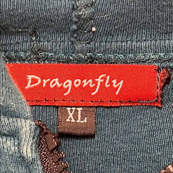 !!REDUCED!! Dragonfly Teal / Multicolor Embroidered Jacket Size XL - Picture 2 of 3